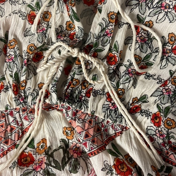 Anthropologie Patrons Of Peace Boho Floral Flowy Gauzy Top Size L Hippie Summer - Picture 10 of 10